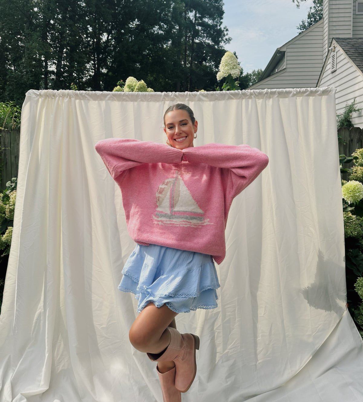 Setting Sail Sweater in Rose