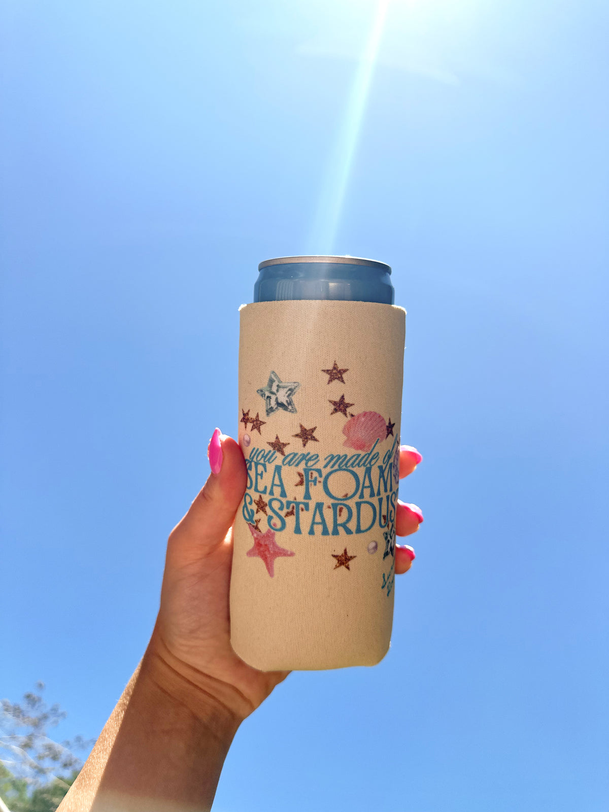 Sea Foam and Stardust Can Cooler