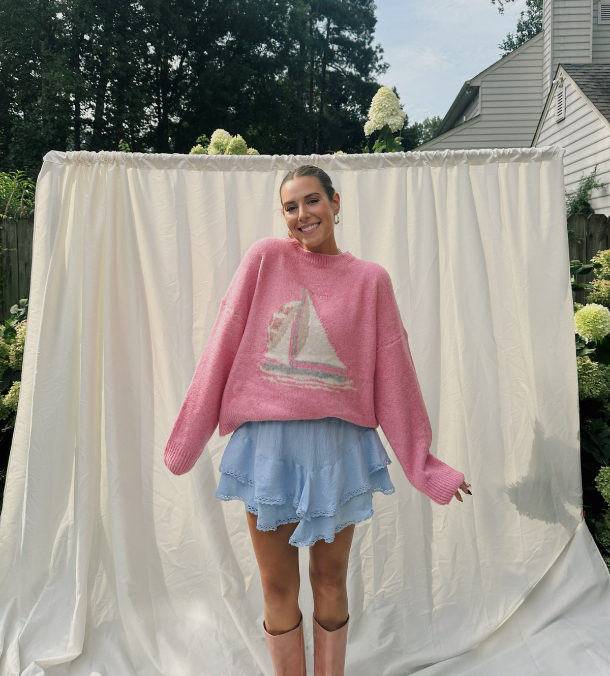 Setting Sail Sweater in Rose