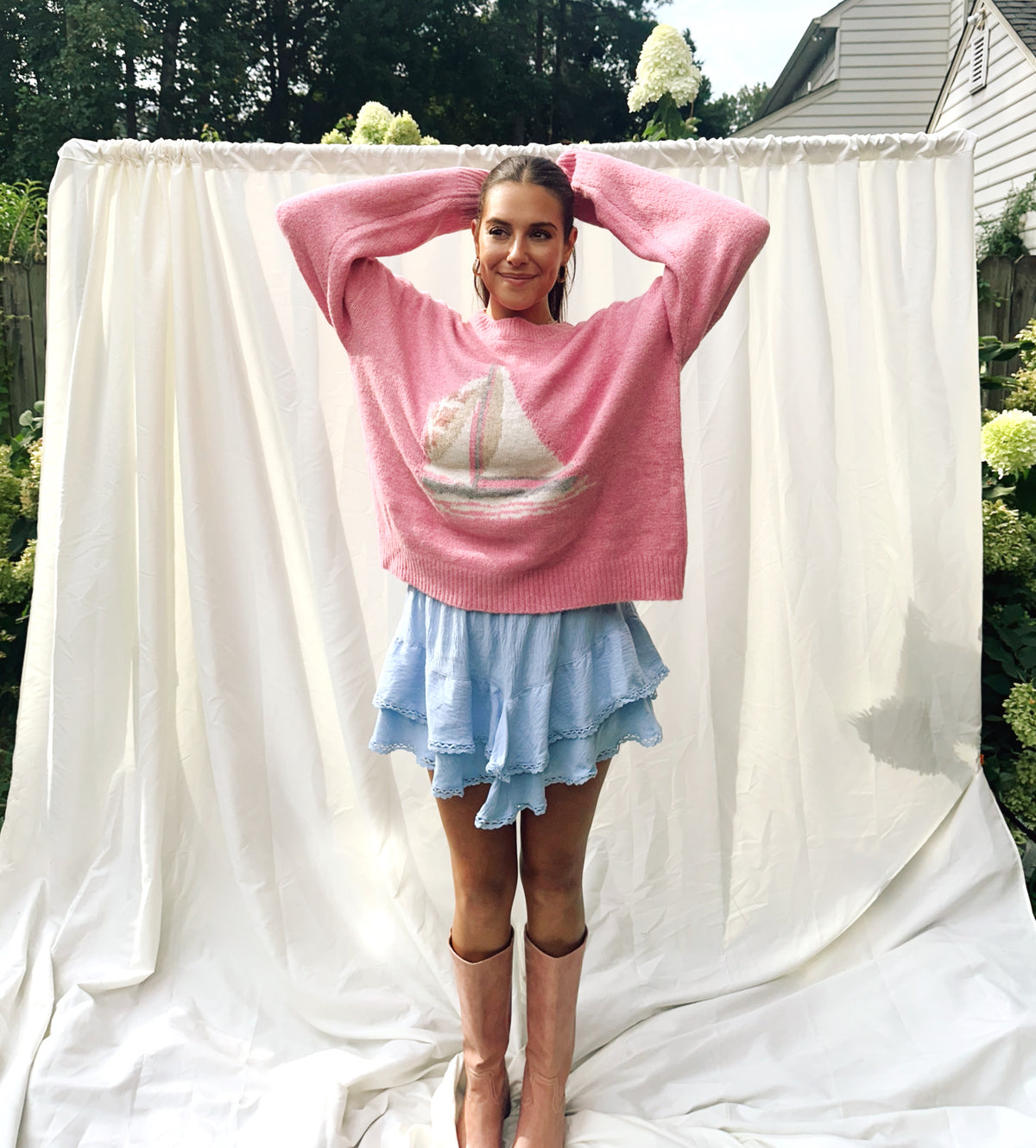 Setting Sail Sweater in Rose